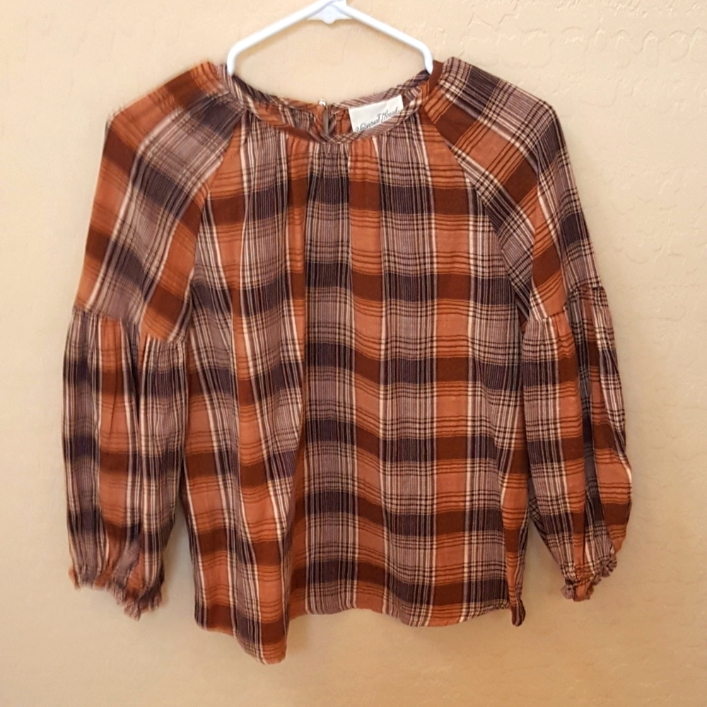 Universal Thread Brown Plaid Blouse - image 2